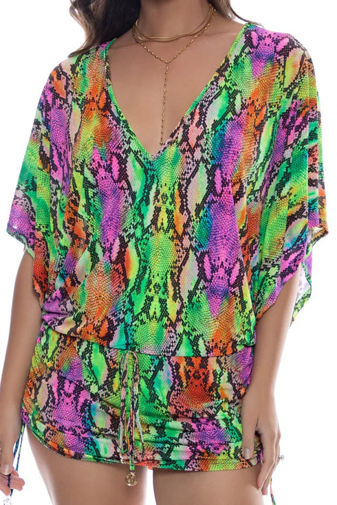 Luli Fama Electric Skin Cabana V Neck Dress